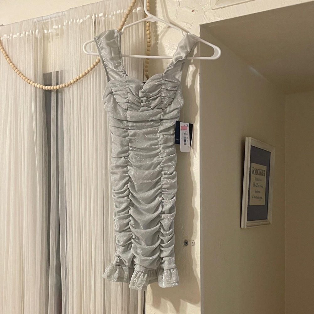 I.N. San Francisco Shimmering Silver Mini Dress